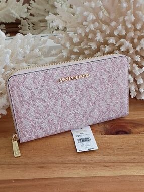 MICHAEL KORS Pink Signature Zip-Around Wallet